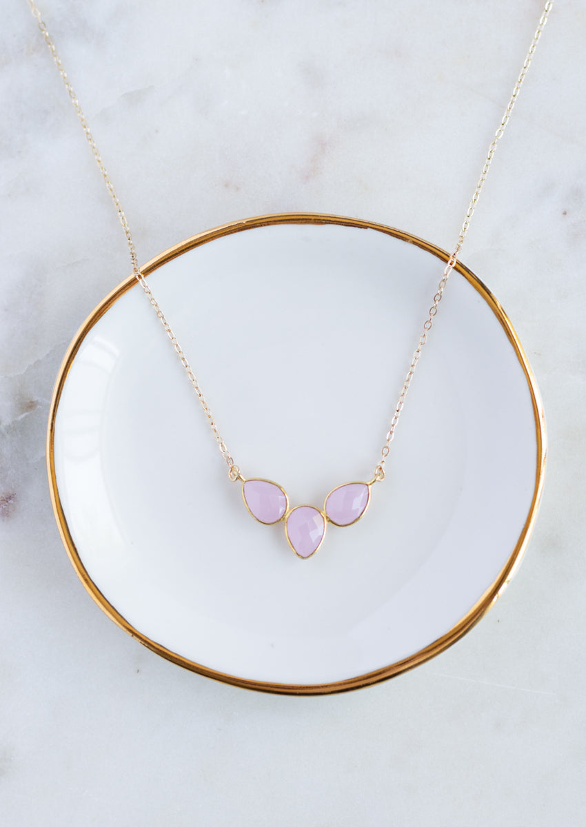 SALE Beth Rose Chalcedony Gold Necklace