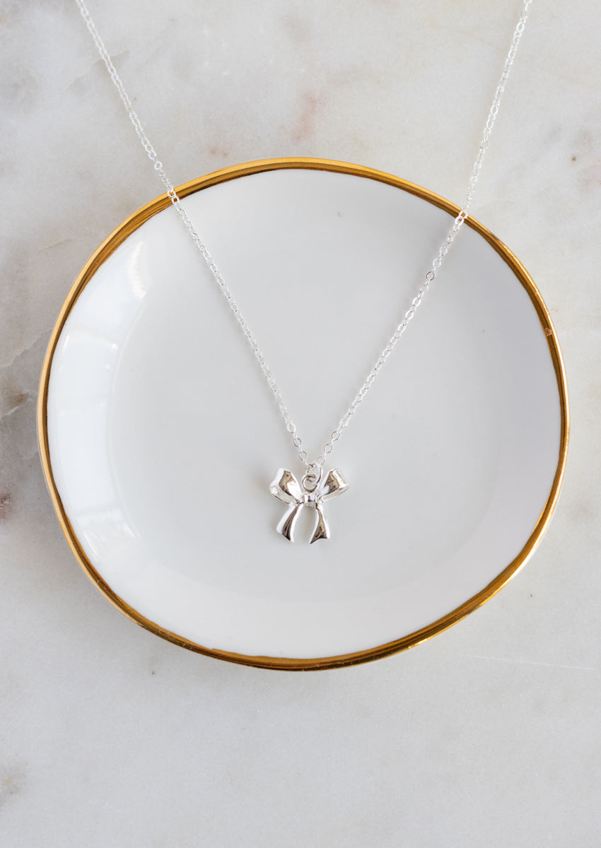 SALE Bow Silver Necklace