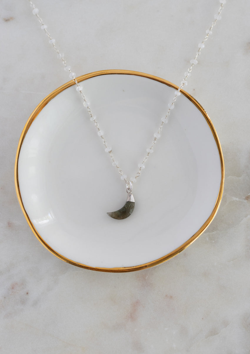 SALE Moonstone & Labradorite Silver Necklace