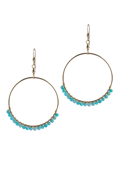 Audrina Amazonite Large Gold Hoops *As Seen On Riverdale*