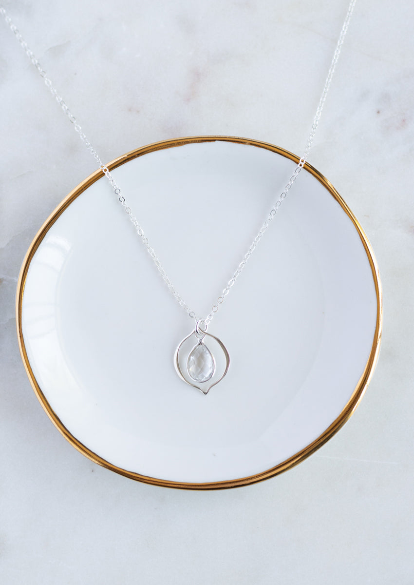 SALE Erin Crystal Quartz Silver Necklace