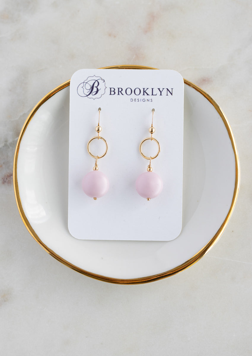 SALE Candi Pink Pearl Gold Earrings