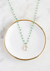 SALE Green Onyx & Quartz Gold Necklace