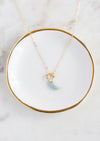 SALE Aquamarine Crescent Moon Gold Necklace