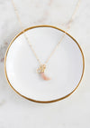 SALE Pink Opal Crescent Moon Gold Necklace