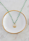 SALE Green Onyx & Lotus Gold Necklace