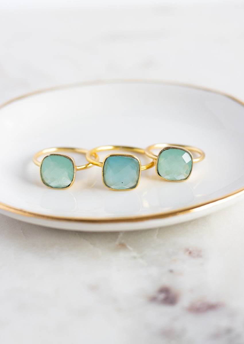SALE Chalcedony Gold Ring