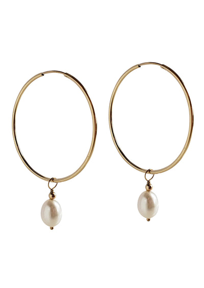 Mila Freshwater Pearl Gold Hoop Earrings *As Seen On Candace Cameron Bure*