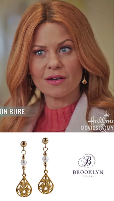 Roe earrings worn on Aurora Teagarden Mystery