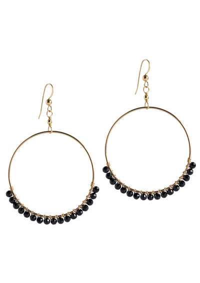 SALE Audrina Black Onyx Large Gold Hoops *As Seen On The Bachelorette*
