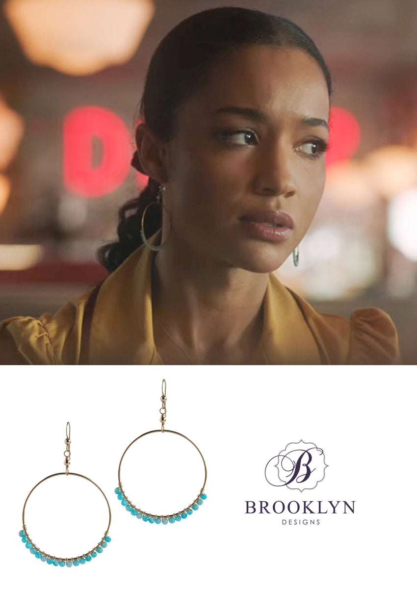 Audrina Amazonite Large Gold Hoops *As Seen On Riverdale*
