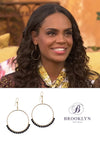 SALE Audrina Black Onyx Large Gold Hoops *As Seen On The Bachelorette*