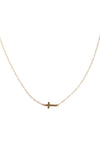 Cross Sideways Gold Necklace