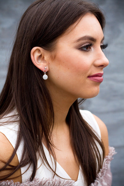 Monica Crystal Quartz Silver Earrings *As Seen On Lacey Chabert*