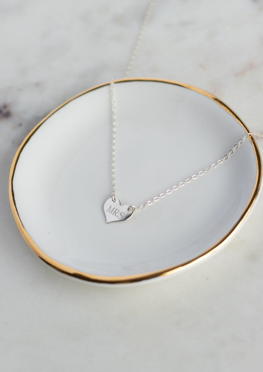 SALE Mrs Heart Silver Necklace