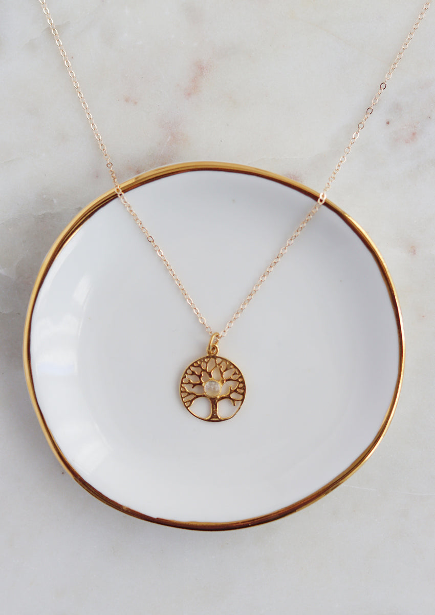SALE Tree of Life Moonstone Gold Necklace